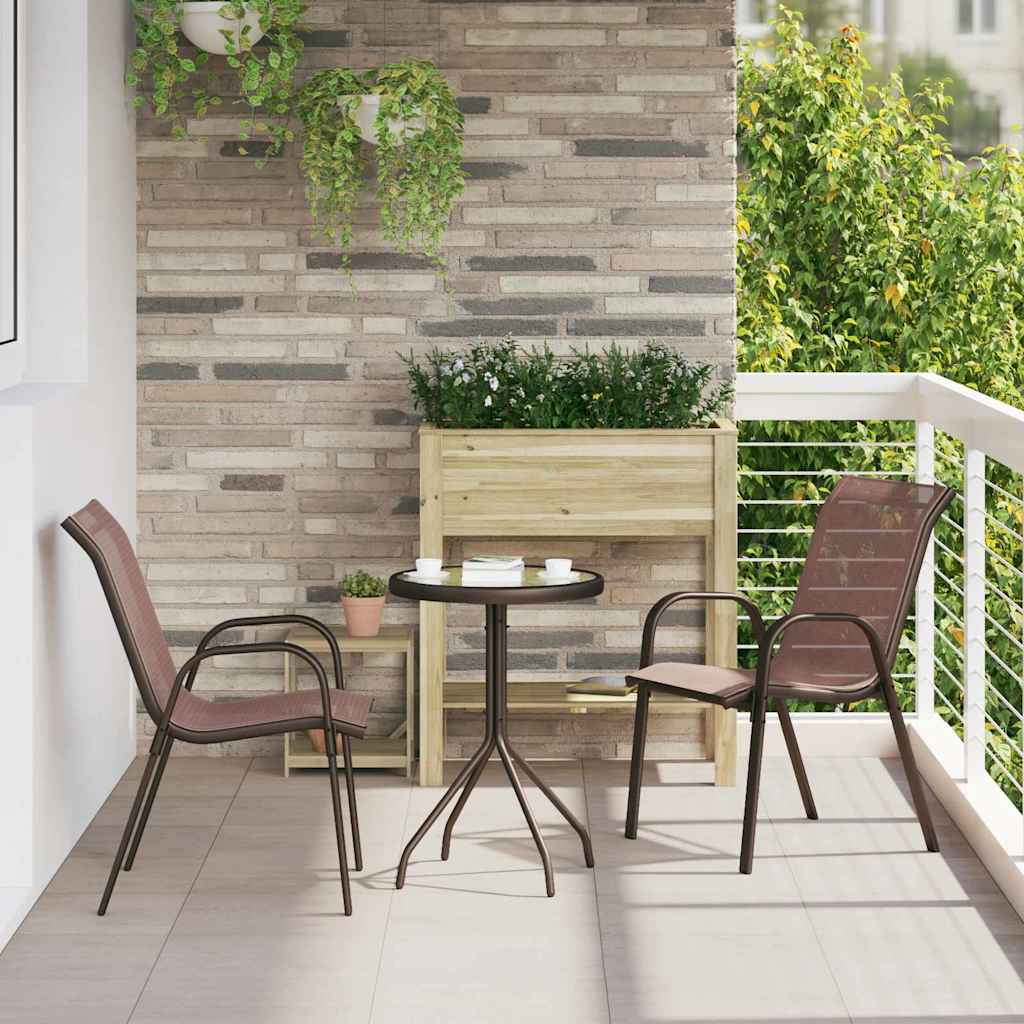 Garden Bistro Set 3 pcs Brown Steel