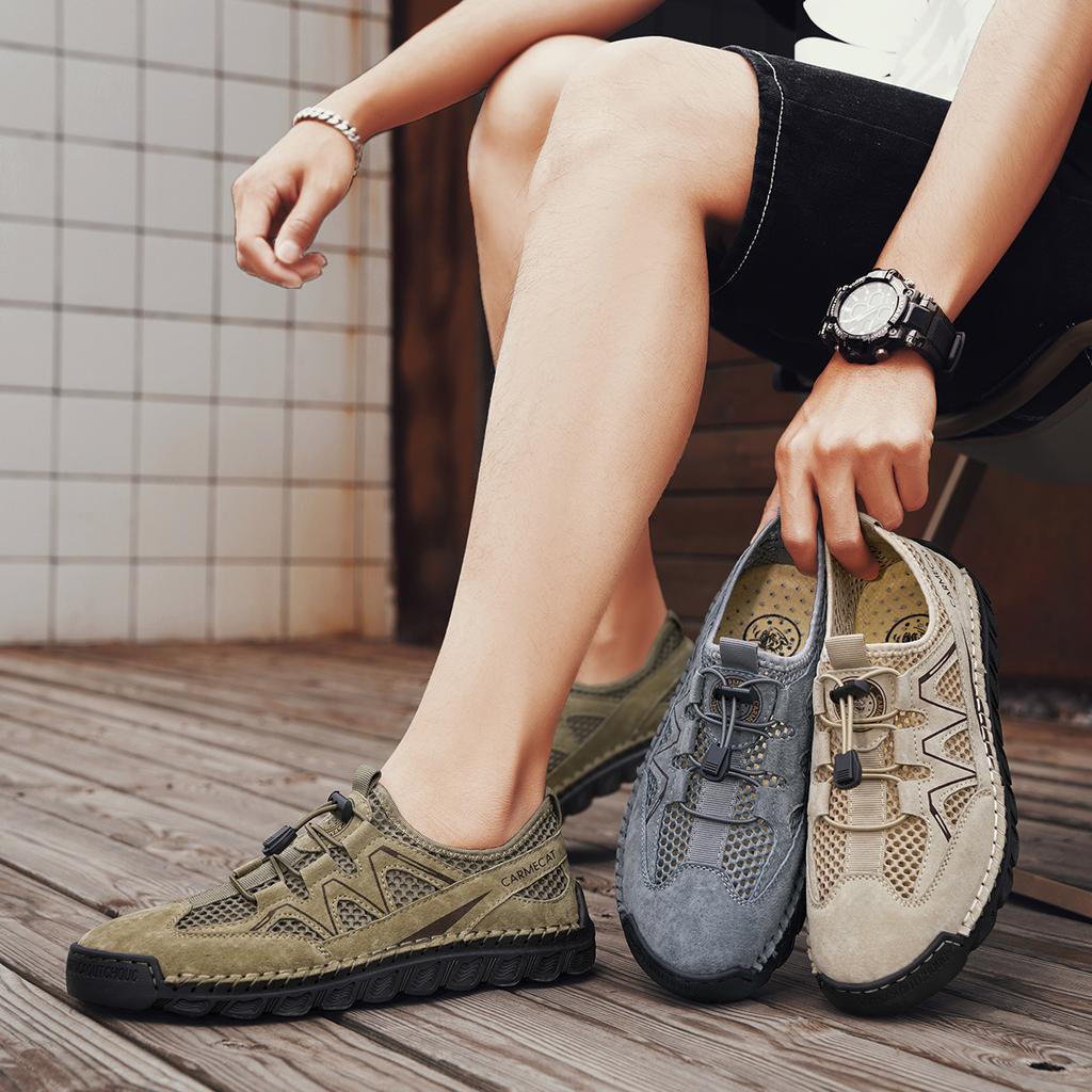 Летние мужские сандалии Сандалии для улицы из сетки Мягкие мужские сандалии Шлепанцы Сандалии ручной работы Римские тапочки для улицы