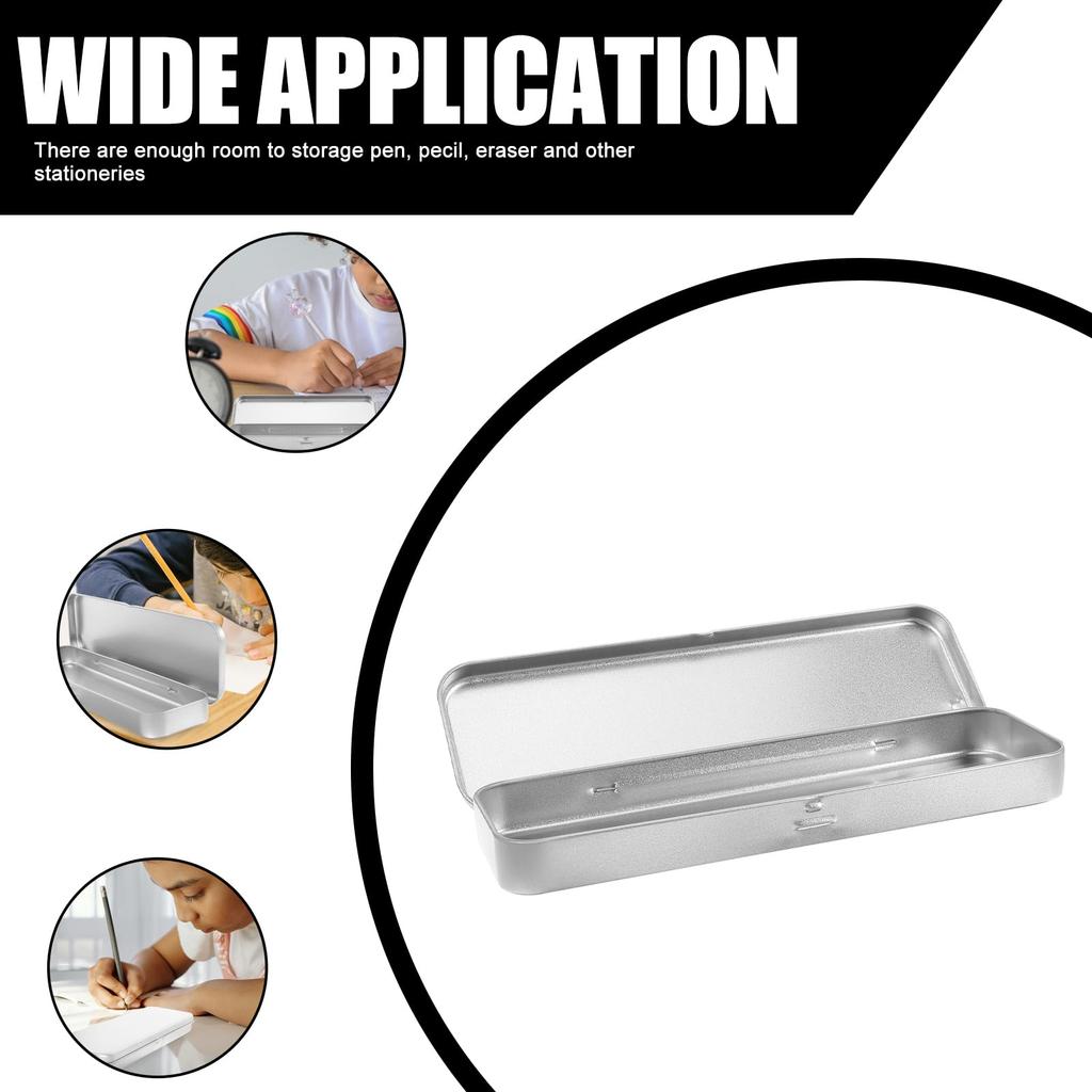 EXCEART Жестяная пенал-коробка, Прямоугольная однослойная металлическая пенал-коробка из жести, Простой дизайн для студентов, Хранение канцелярских принадлежностей, 8,07" x 2,36" x 0,79"