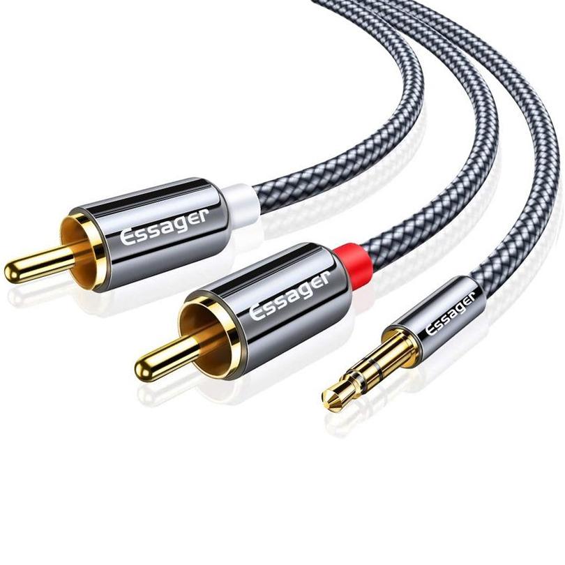 Essager RCA Audio Cable Jack 3.5 To 2 RCA Cable 3.5mm Jack To 2RCA Male Splitter Aux Cable for TV PC Amplifiers DVD Speaker Wire