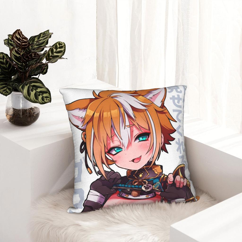 Genshin Impact Gorou Pillowcase Double-Sided Printing Polyester Cushion Cover Decorative Pillow Case Cover Chair Square 40*40Cm