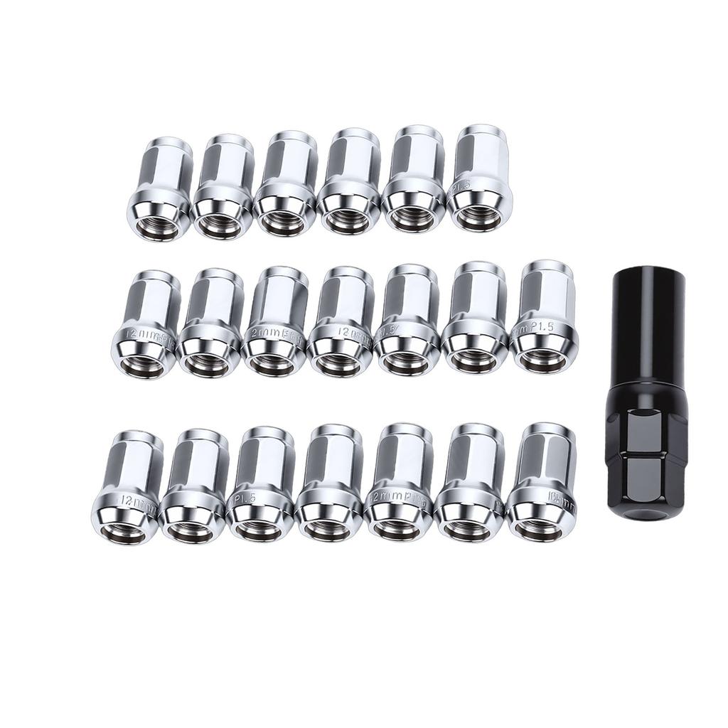 Колесные гайки M12x1.5 0,79 дюйма 7-гранные Коническое сиденье 60 градусов Хромированные Закрытый конец Набор противоугонных колесных гаек
