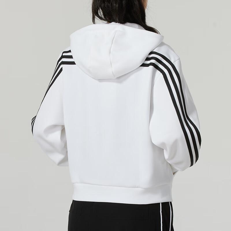 adidas Женская белая ветрозащитная спортивная куртка на молнии с опущенными плечами в полоску IW5254