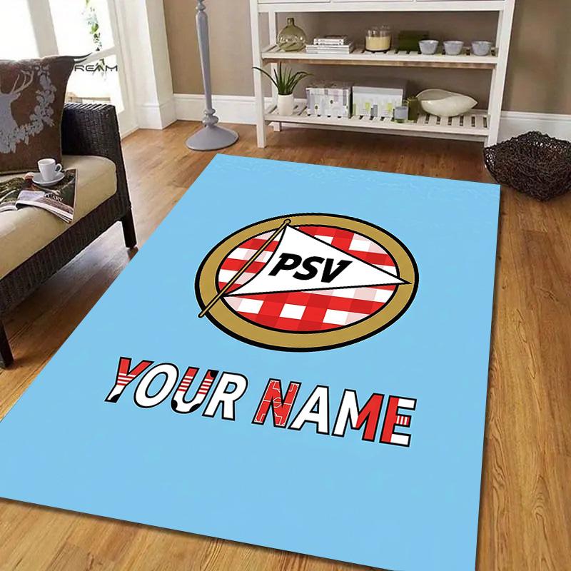 Custom Name PSV Eindhoven Flannel Pattern Square Carpet,Area Rug,Carpet Rug for Living Room Bedroom Sofa Playroom Decor,Non-slip Floor Mat