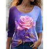 Fashion Women's Pullover Floral /Butterfly Graphic Casual Streetwear O-Neck Basic Long Sleeve Tee Tops Micro-Elastic Sweatshirt