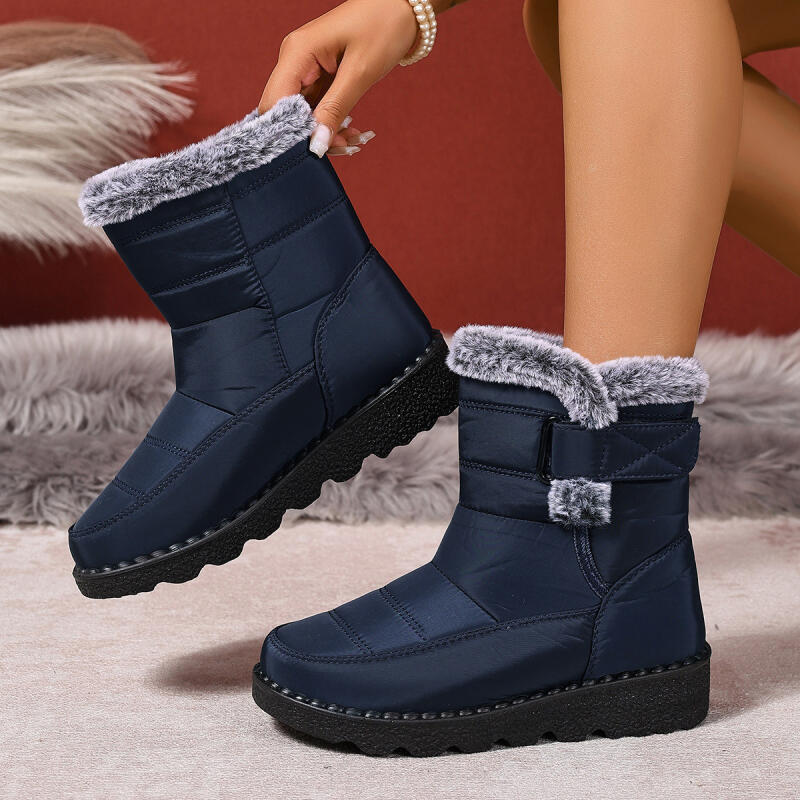 Thermal Snow Boots for Women - Waterproof Mid-Calf Winter Shoes with Anti-Slip Sole & Slavic Embroidery