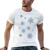 Embroidered Snowflakes blue on white TShirt t shirt men 100 cotton luxury brand man t shirts graphic TShirt