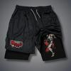 Аниме принтованные мужские шорты для взрослых Double Fitness спортивные и повседневные брюки среднего размера