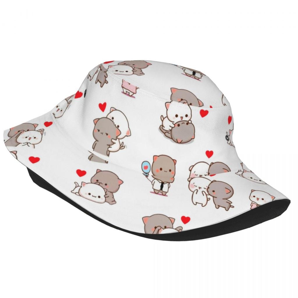 Панама унисекс Mochi Peach Cat Peach And Goma Горячие летние головные уборы Упакованная спортивная кепка в рыбацком стиле Боб Прямая поставка