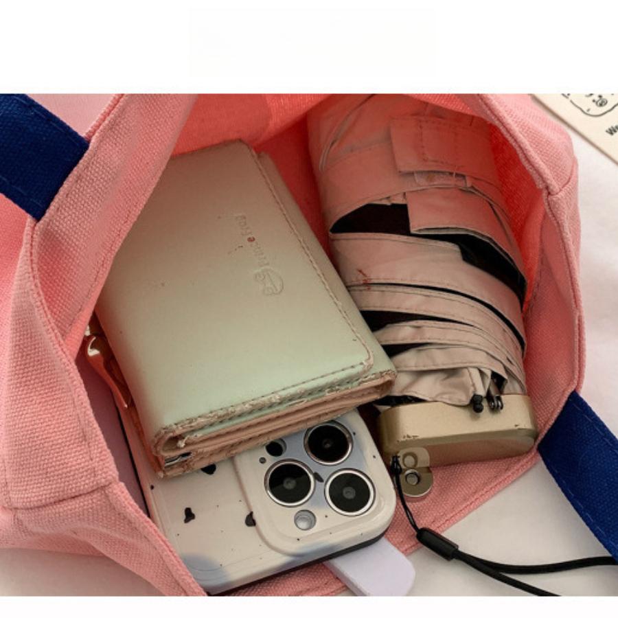 Cute Duck Canvas Tote Bag for Women, Small Handheld Shoulder Purse, Kawaii Cartoon Crossbody Bag for Daily Outings KTB