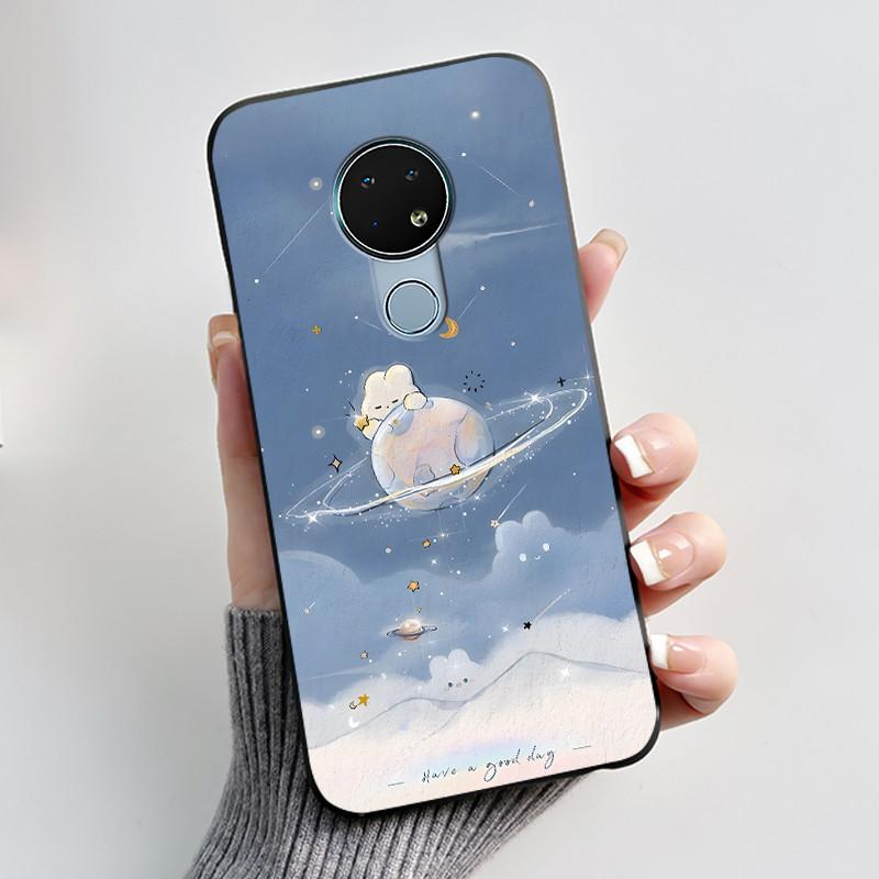 Милый Чехол Для Nokia 6.2 / Nokia 7.2 Fundas Capa Печатный Корпус Защитная Крышка Мягкий Силикон Мультяшный Черный Корпус Coque