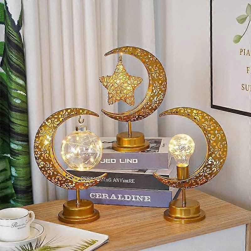 LED iron moon lamp decorative lamp with bracket table lamp spherical type