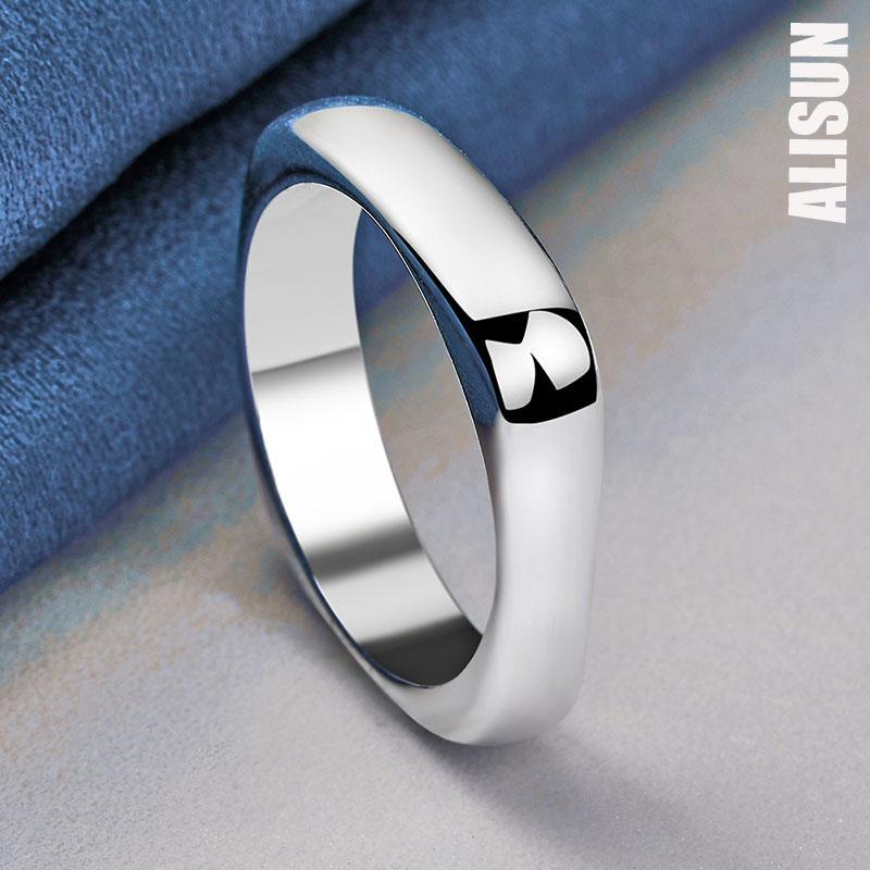 Квадратное круглое кольцо из стерлингового серебра 925 пробы, модные свадебные украшения