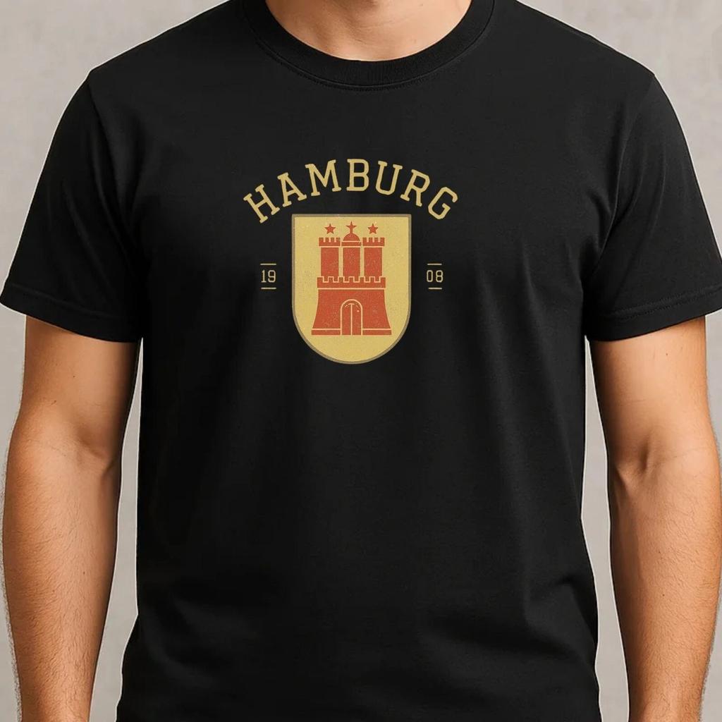 T-Shirt Herren Hamburger Wappen Souvenir Geschen Motiv Baumwolle Größe S bis 5XL