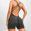 Sexy Backless Scrunch Sporty Tight Jumpsuit Raises Butt Playsuit Women Romper Summer Gym Fitness Short Overalls