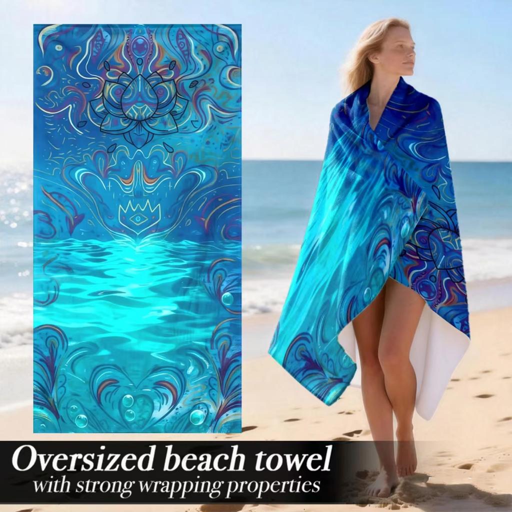 Luxury Soft Plush Beach Towel, Absorbent Lightweight Polyester Microfiber Modern Machine Washable Strong Wrapping for Travel
