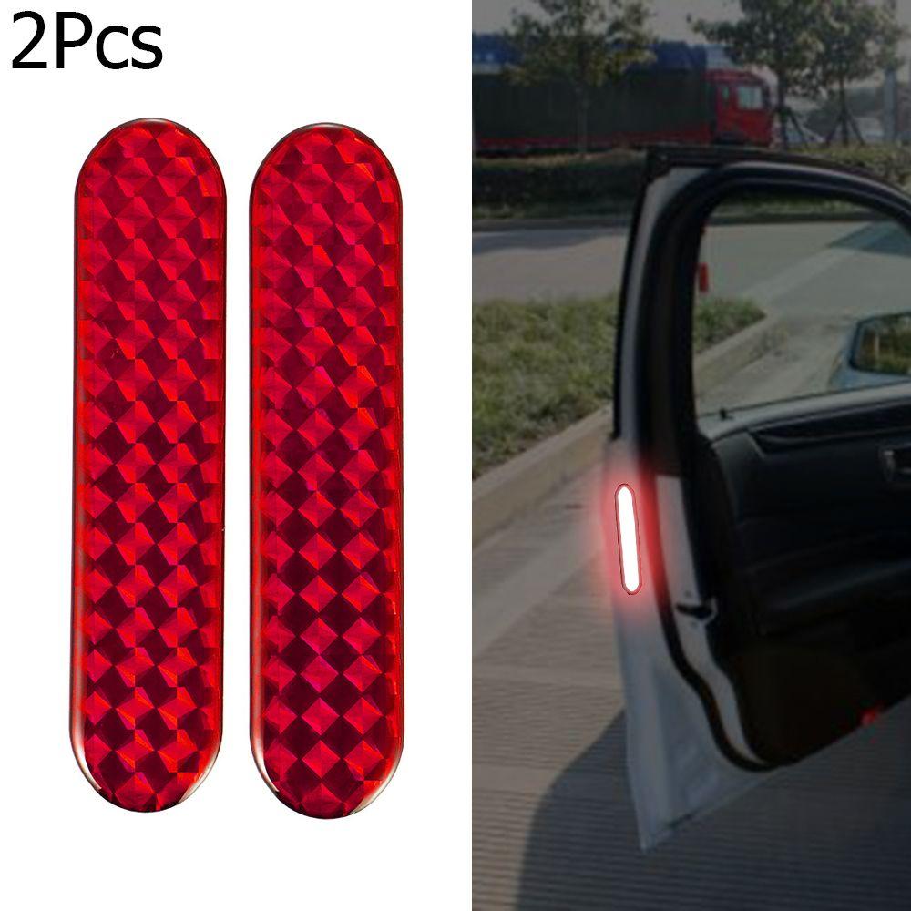 2Pcs Auto Red Night Lamp Door Sticker Warning Tape Car Reflective Strips Safety Mark