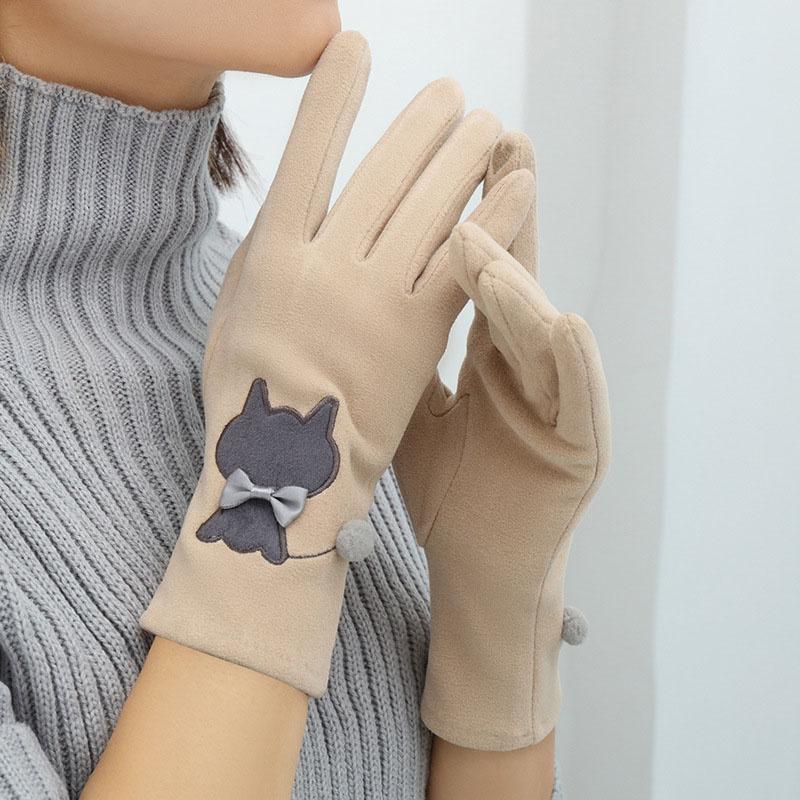 Winter Plus Velvet To Keep Warm and Cute Touch Screen Ski Riding Gloves