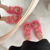 Summer cool slippers women's outer wear 2025 new thick-soled height-increasing small beach shoes high-end set toe half slippers