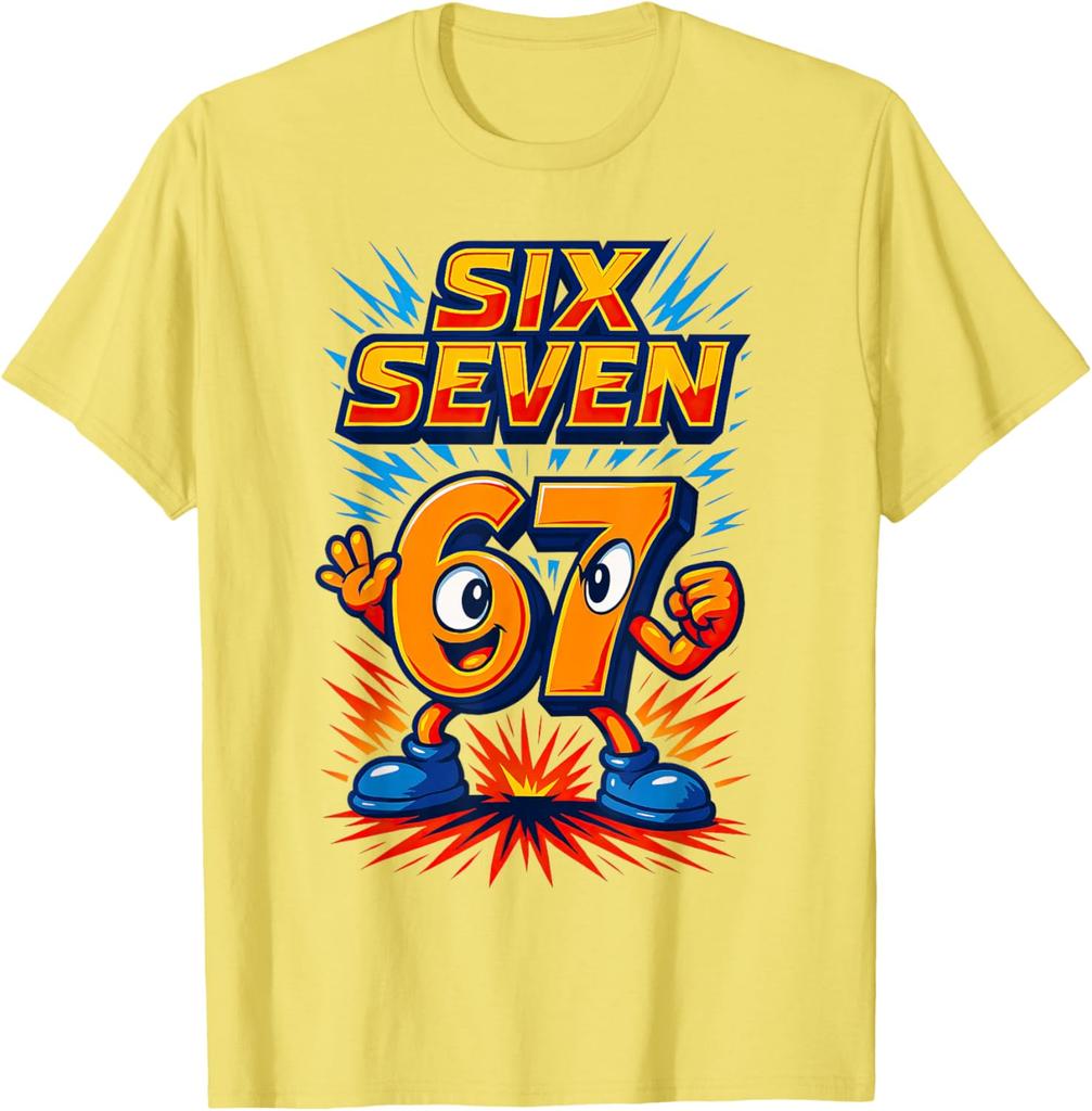 Fashion 67 Print Kids T-shirt Summer Short Sleeves Harajuku Streetwear Outdoor Casual Boys Clothing T-shirt Girl Tees Top