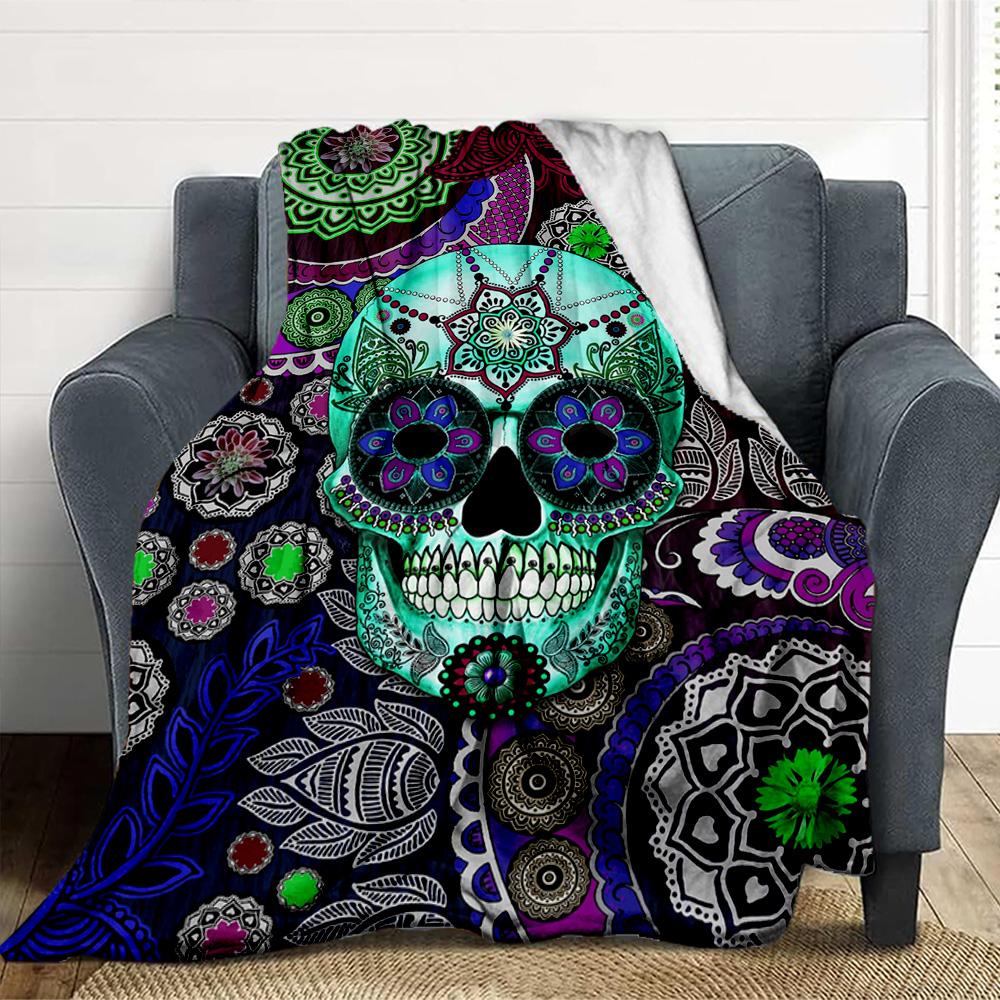 Sugar Skull Flannel Blanket Throw Blanket Soft Warm Sofa Bed Camping Car home Decor Unique Christmas Gift C930134