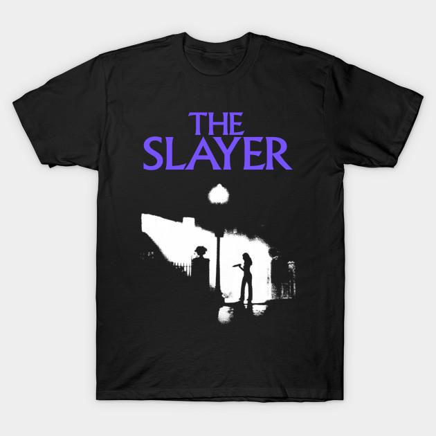 Men Black Print T-shirt The Slayer No-Cut Heat Transfer Print Cotton Tshirt