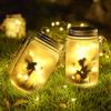 Solar Mason Jar Lights DIY Frosted Bottle Lamp Outdoor Lantern LED Waterproof Fairytale Firefly Jar String Light Courtyard Decor