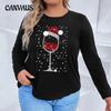 Spring Autumn Women's Blouse Plus Size Christmas Comfortable Casual Long Sleeve Top