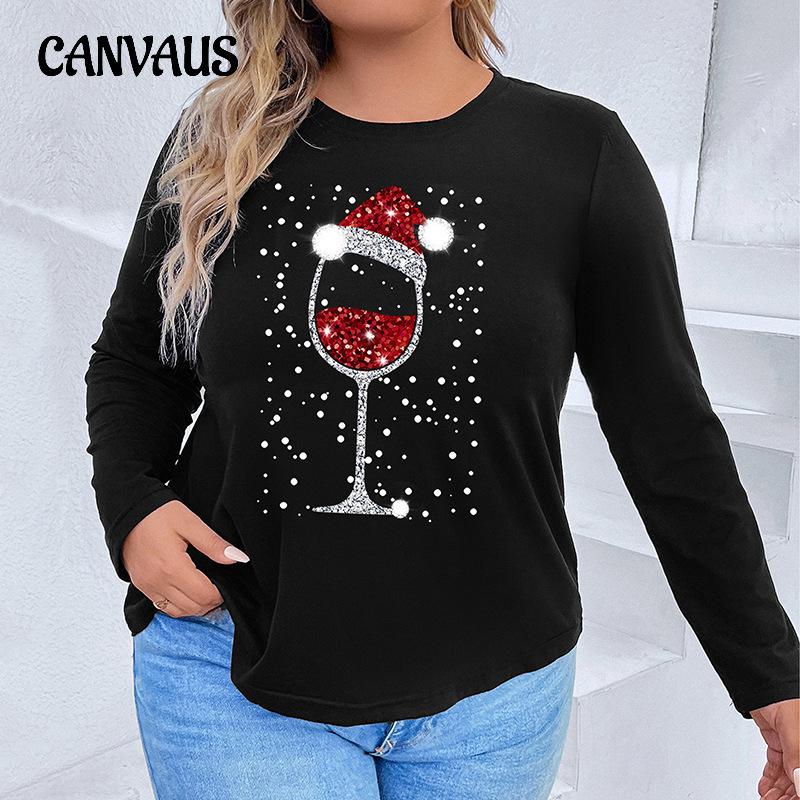 Spring Autumn Women's Blouse Plus Size Christmas Comfortable Casual Long Sleeve Top