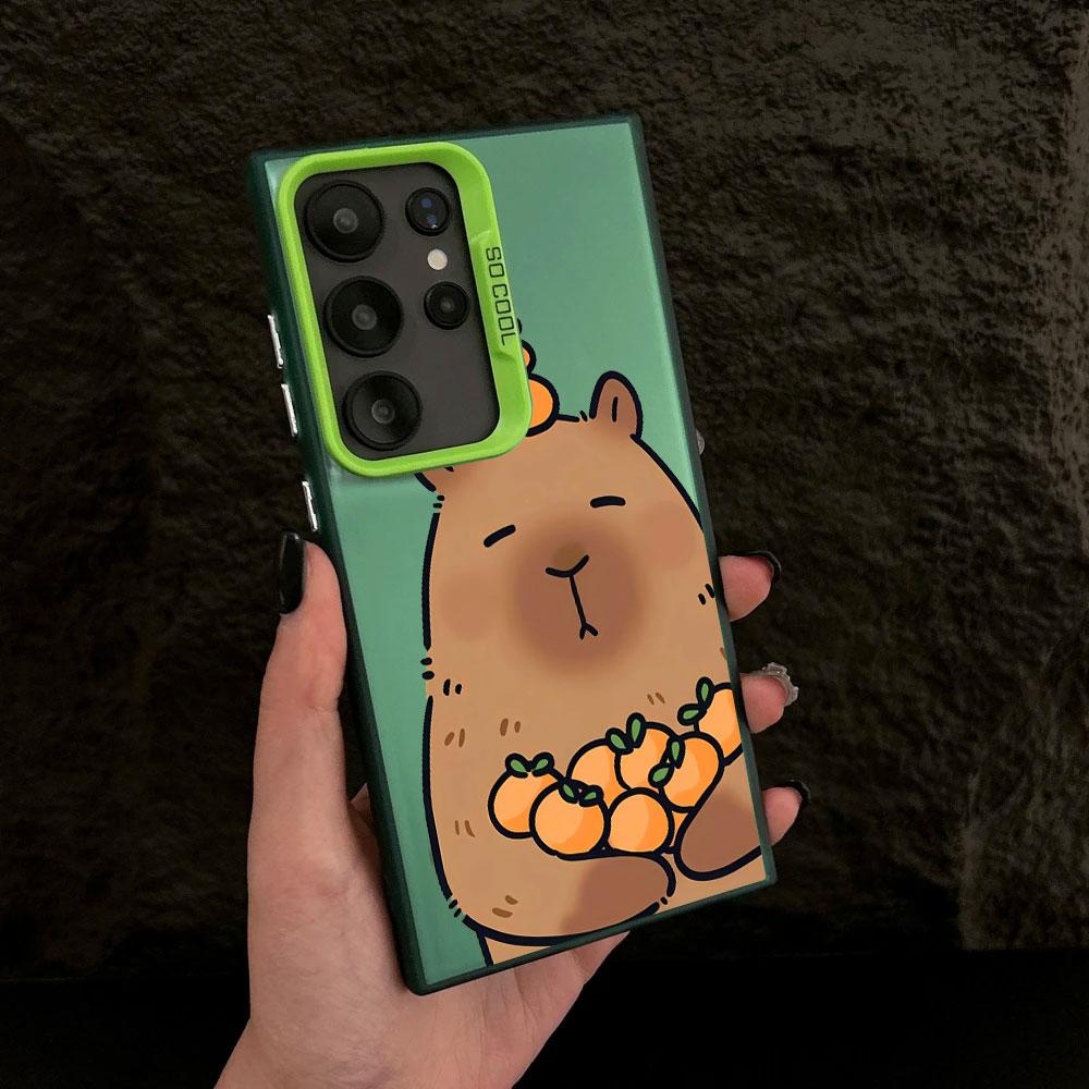 Case For Samsung S26 S25 S24 Ultra Capybara Tangerine Cases For Galaxy S23 S22 S21 FE S20 Ultra S26 Plus Shockproof Phone Cover