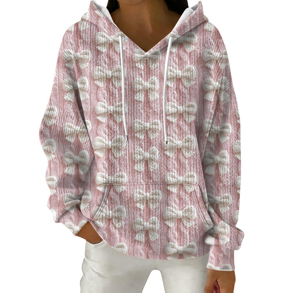 Women's Fashion Casual Christmas Print Pullover Long-Sleeve Hooded Sweatshirt