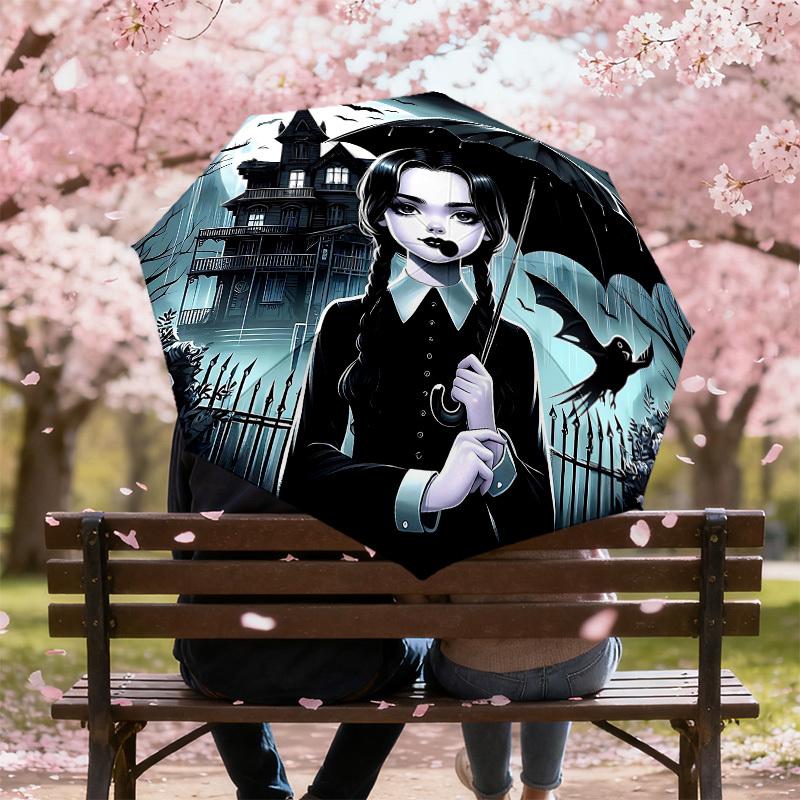 1PC haunted house umbrella Umbrella-8-Rib Reinforced, Automatic Open, Lightweight & Durable, Cute Fashion Accessory for Outdoor, W134