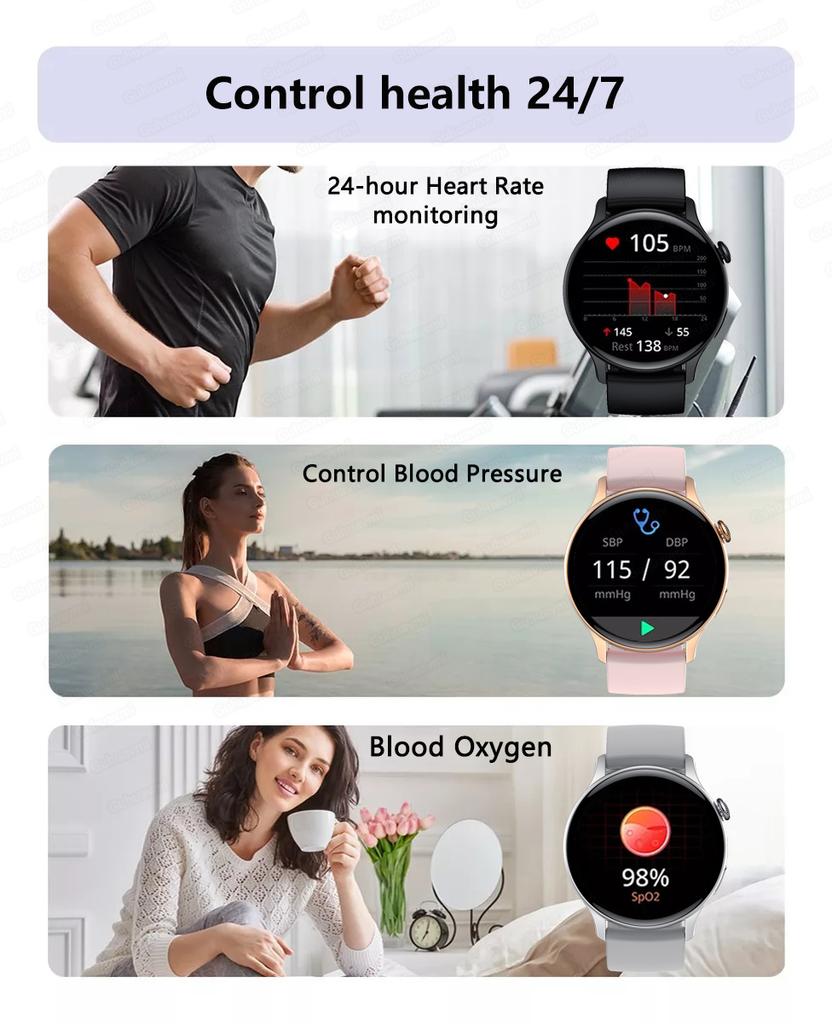 2025 New GPS Smart Watch Women True AMOLED 466*466 HD Screen Health Tracker Sports NFC Voice Bluetooth Call Smartwatches Ladies
