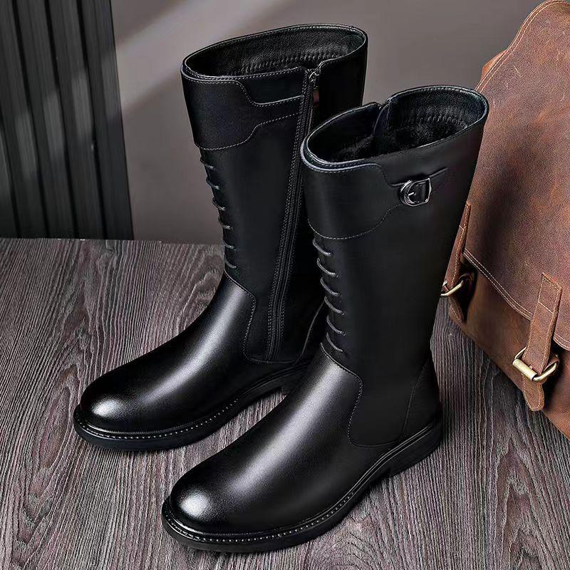 Модные мужские роскошные модные высокие мотоциклетные ботинки черные модные оригинальные кожаные ботинки осень-зима для верховой езды крутые длинные рыцарские ботинки