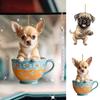Acrylic Hanging Ornament Animal Dog Pendant with Lanyard Easy To Hang Creative Christmas Tree Ornament Bag Charms