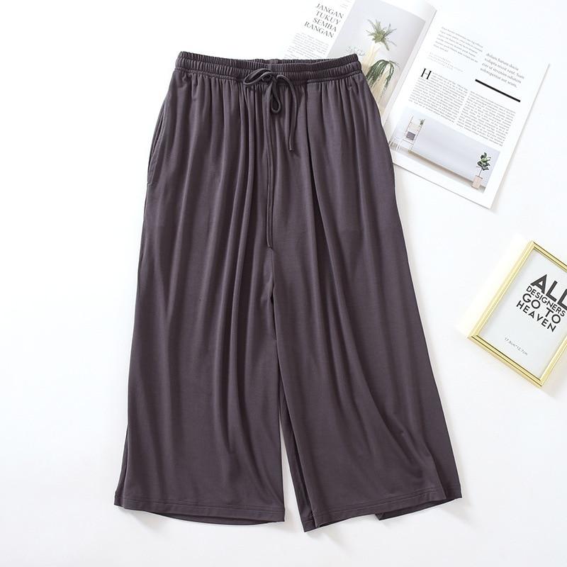 Loose Cropped Trousers Ladies Modal Thin Shorts Solid Color Wide Leg Large Size Home Pants Womens Bottoms