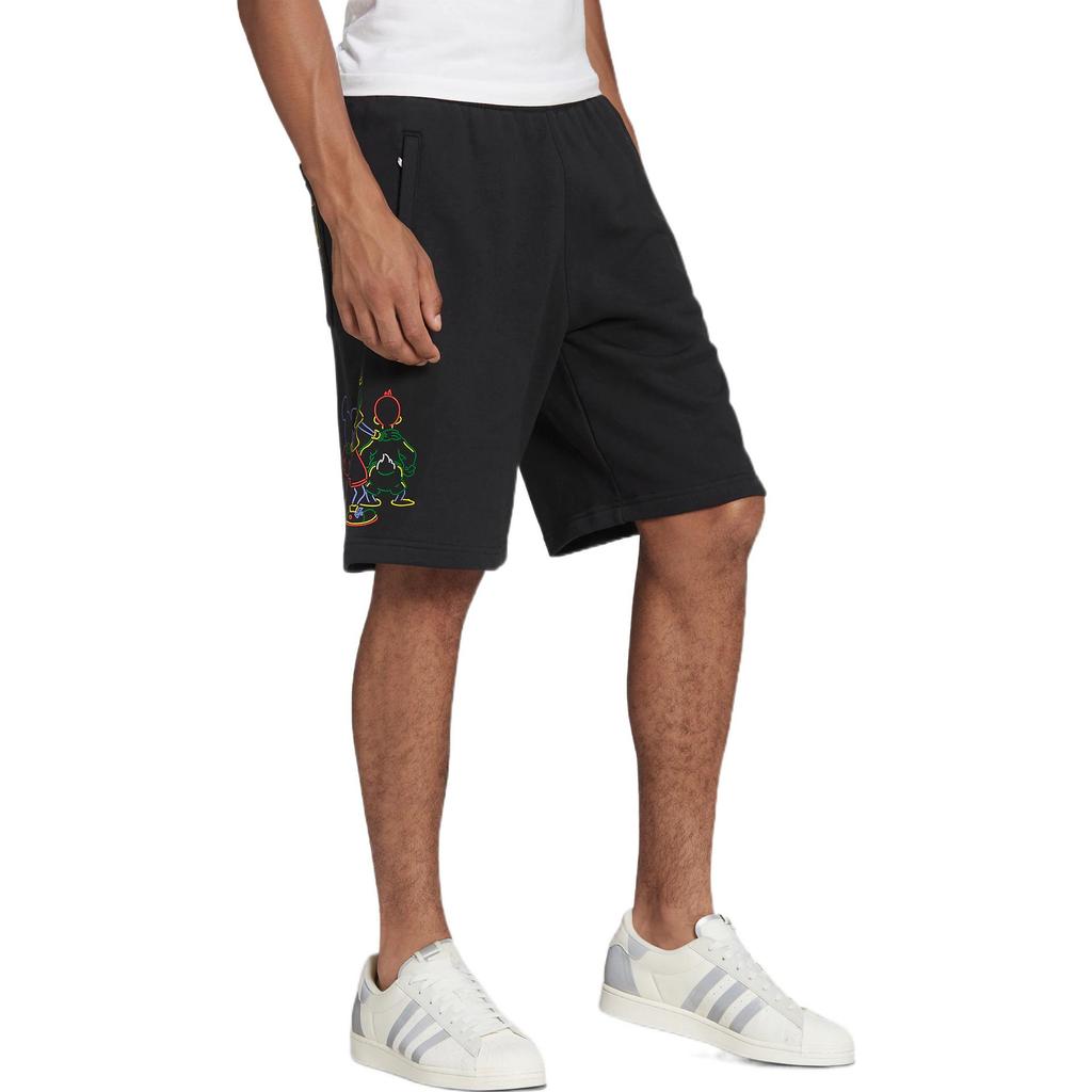 Adidas Originals Trefoil Mickey Mouse Cartoon Print Straight Leg Sports Shorts Men Shorts Black HF4930