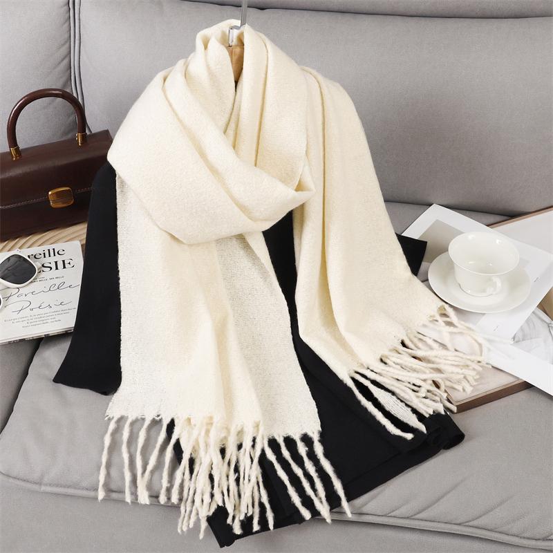 Luxury 2 Colours Cashmere Scarf Women Autumn Winter Shawl Pashmina Handkerchief Lady Pareo Soft Outdoor Windproof Travel Bufanda