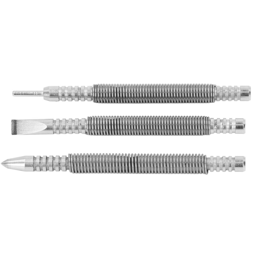 3 Pcs Spring Nail Carbon Steel Spring Loaded Design 3500PSI Shock S Nail Set and Counter Punch for
