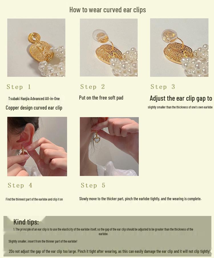 Элегантные клипсы для ушей с цирконом в виде цветка и жемчугом для женщин - Ретро серьги без прокола, Дизайн в виде преувеличенной спирали в стиле легкой роскоши