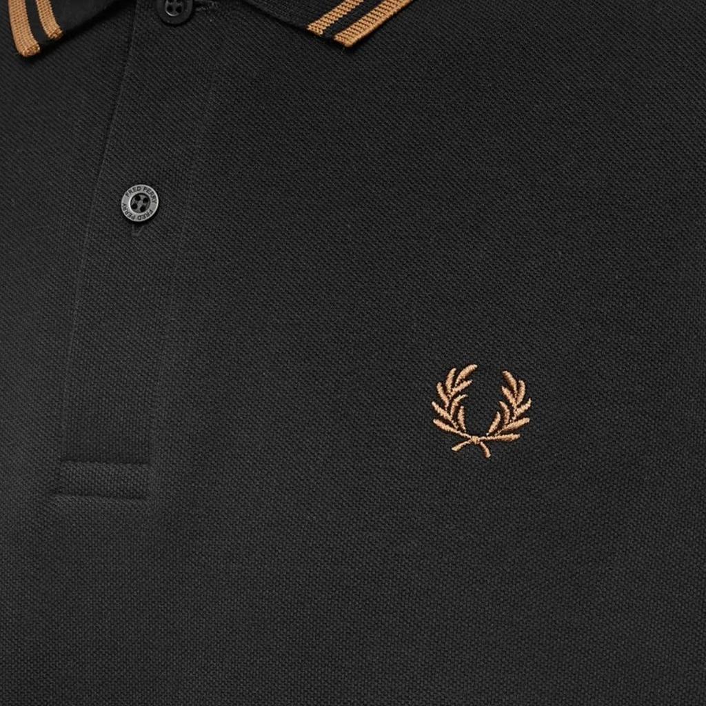 Fred Perry Mens Double Tipped Collar Long-Sleeved Polo Shirt