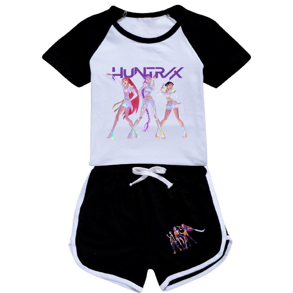 5019 Детский Девочки POP Rumi Zoey Mira Принт Футболка Шорты Спорт Спортивный костюм Комплект одежды