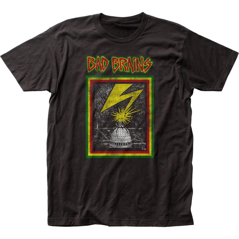 Bad Brains Потертая футболка Capitol Мужская Рок-н-ролл Музыка Классическая футболка Черная