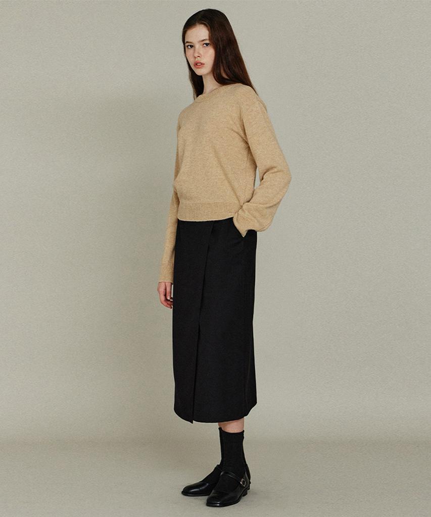 Itove Seoul Wool Button Wrap Skirt Bk