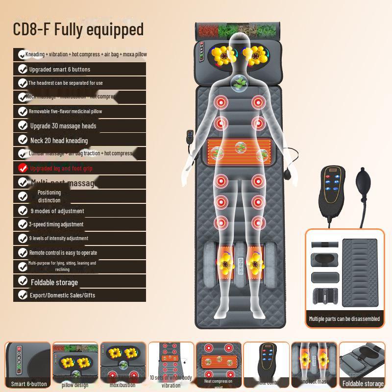 Массажная подушка с подогревом всего тела и воздушной подушкой для плеч, шеи и талии