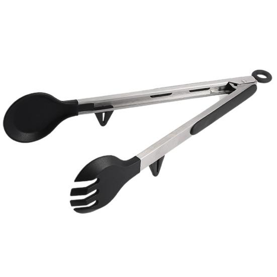 Щипцы для еды, устойчивые к царапинам, с подставкой. Удобная термостойкая ручка. Универсальный зажим для еды.