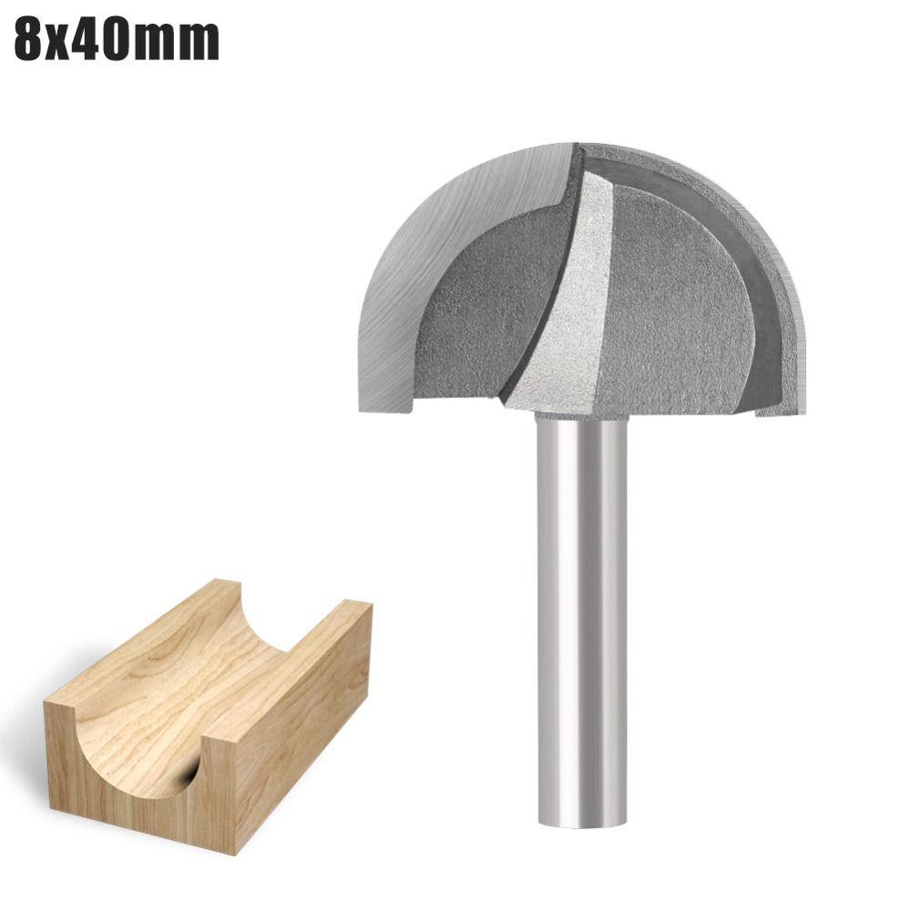 Фреза полукруглая с хвостовиком 8 мм R20 мм с круглым концом, круглая фреза с нижним пазом для деревообработки