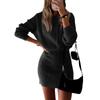 Women's Winter Rib Knit Pullover Sweater Fashion Fall Dresses Long Sleeve Hooded Bodycon Dress