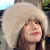 Холодный Снежный ДеньКепка-панама Зимняя шапка Теплая защита ушей Снежная лыжная шапка Женская Шапка-бомбер из искусственного меха лисы Ветрозащитная Русская шапка Шапочка