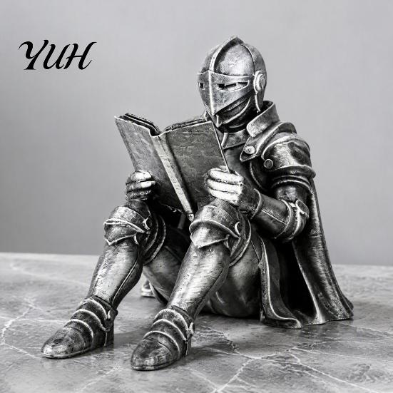 Креативная статуэтка из смолы Средневековый Рыцарь для книжной полки, 3D-печатная фигурка в доспехах для книжной полки, Ретро-готический орнамент для книжной полки в кабинет, офис,
